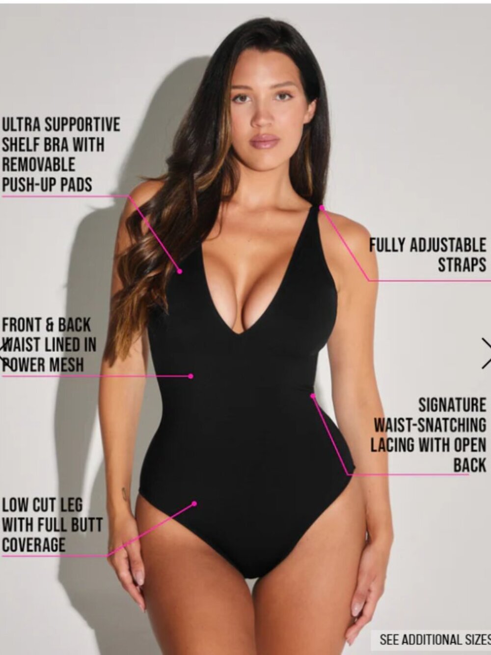 TA3 Plungey Black XS (XLong Torso) Sculpting Corset Swimsuit NWT - Picture 2 of 11